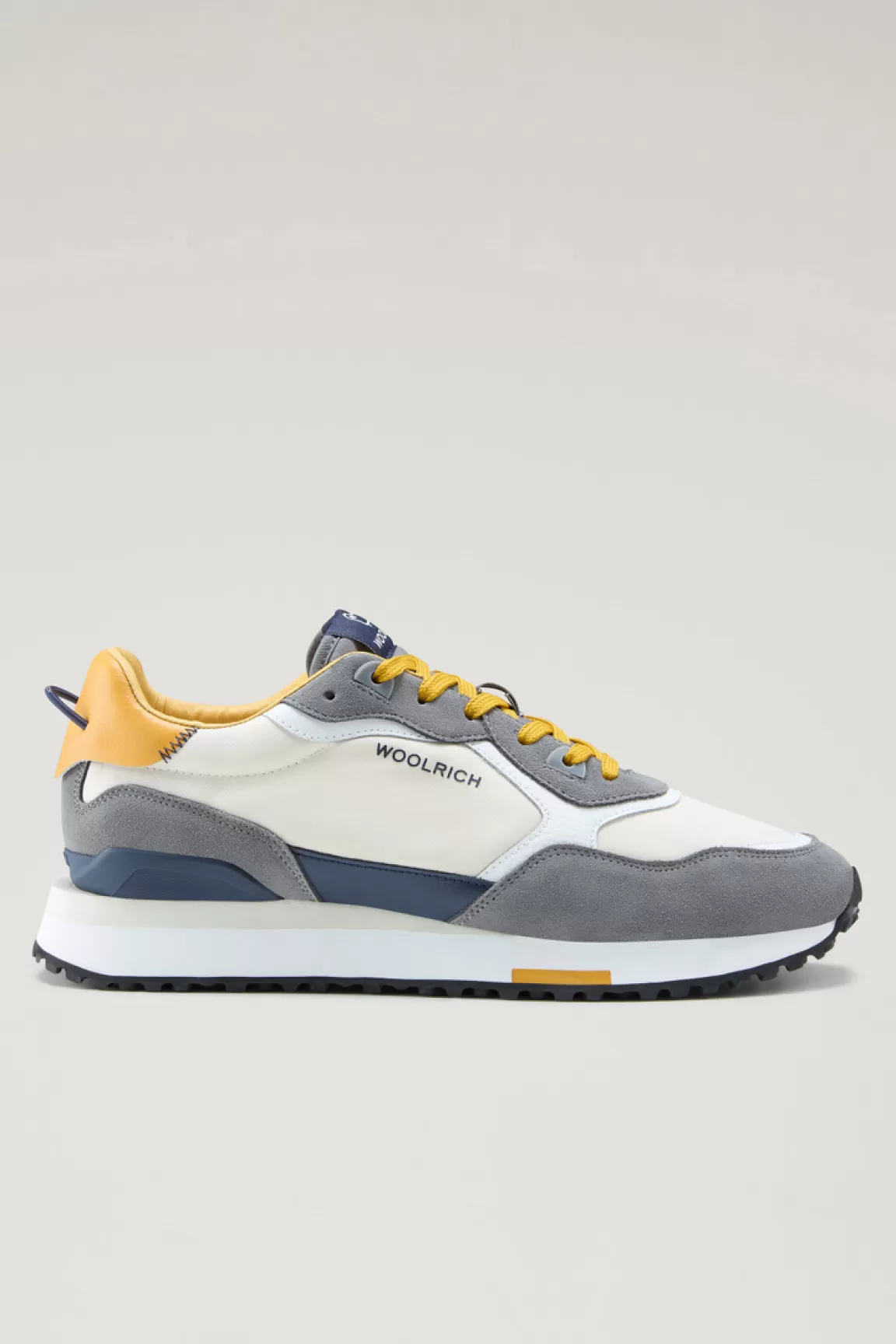 Uomo Woolrich Sneakers>Sneakers Retro In Pelle Con Dettagli In Nylon