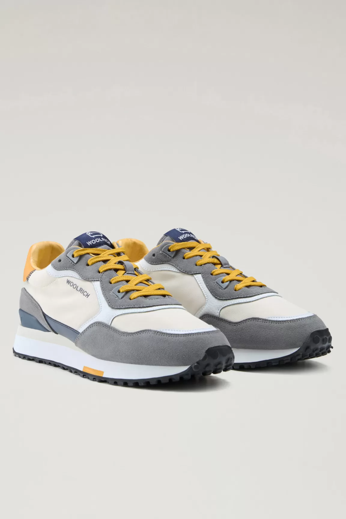 Uomo Woolrich Sneakers>Sneakers Retro In Pelle Con Dettagli In Nylon