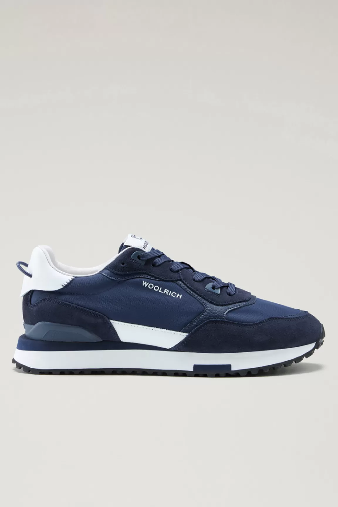 Uomo Woolrich Sneakers>Sneakers Retro In Pelle Con Dettagli In Nylon