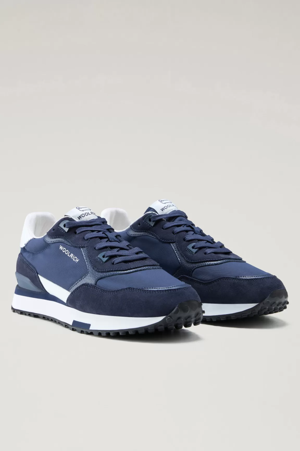 Uomo Woolrich Sneakers>Sneakers Retro In Pelle Con Dettagli In Nylon