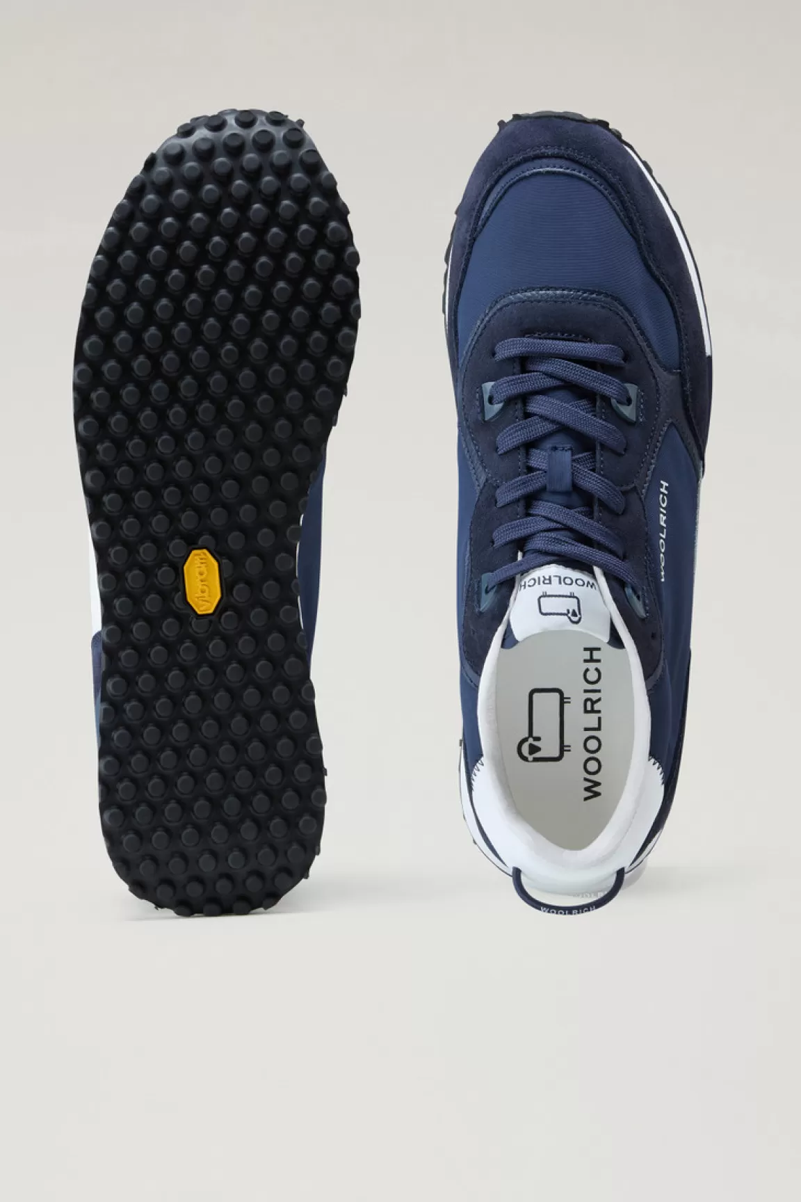 Uomo Woolrich Sneakers>Sneakers Retro In Pelle Con Dettagli In Nylon