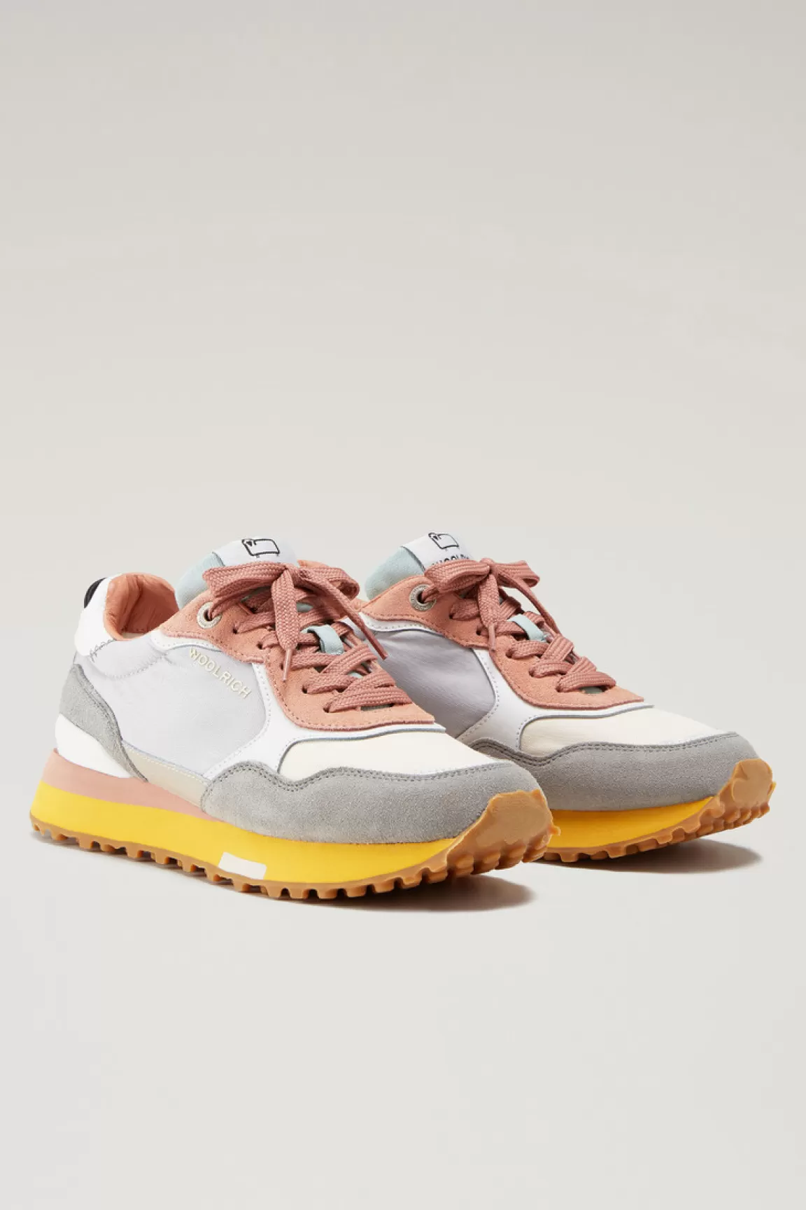 Donna Woolrich Sneakers>Sneakers Retro In Pelle Con Dettagli In Nylon