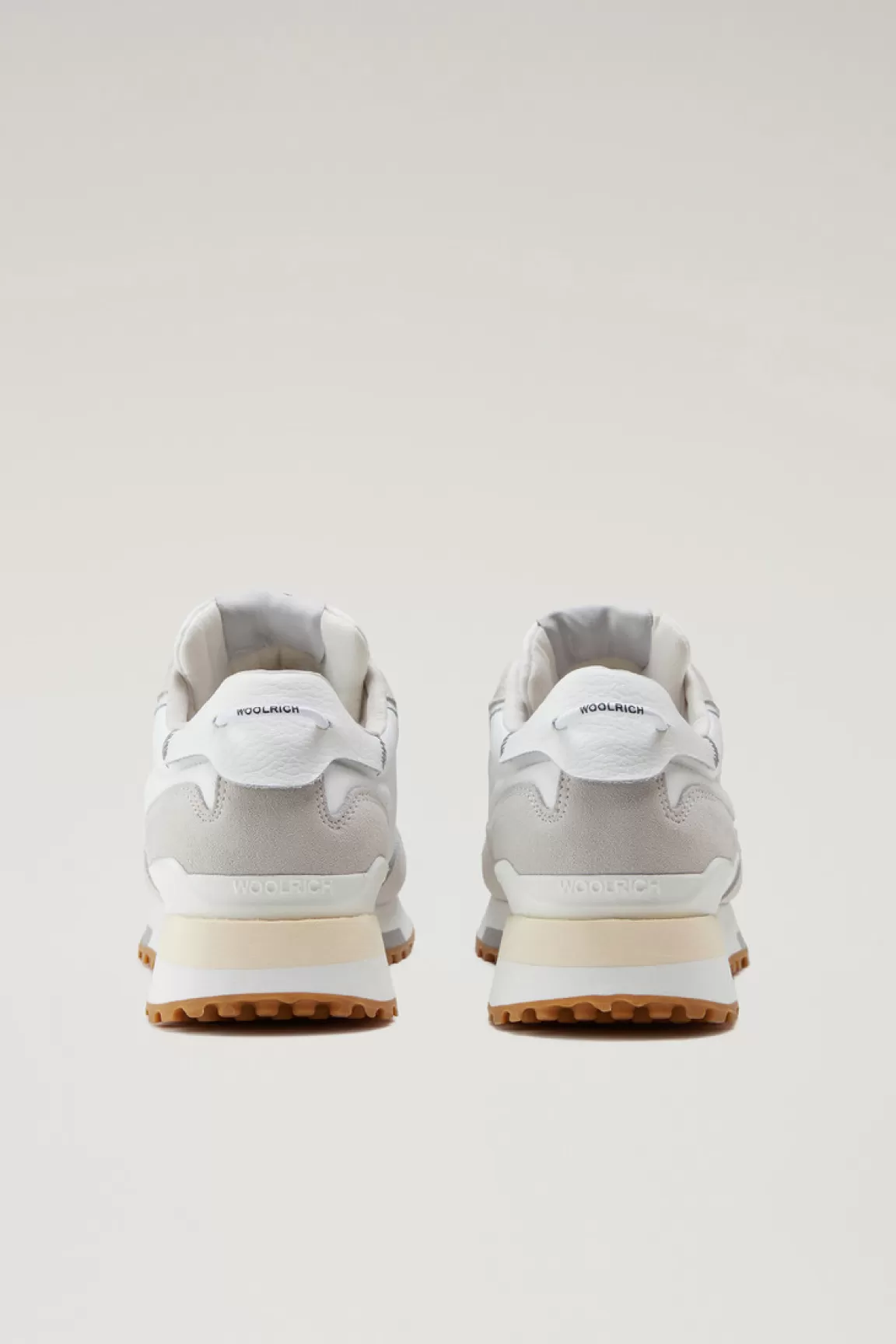 Donna Woolrich Sneakers>Sneakers Retro In Pelle Con Dettagli In Nylon