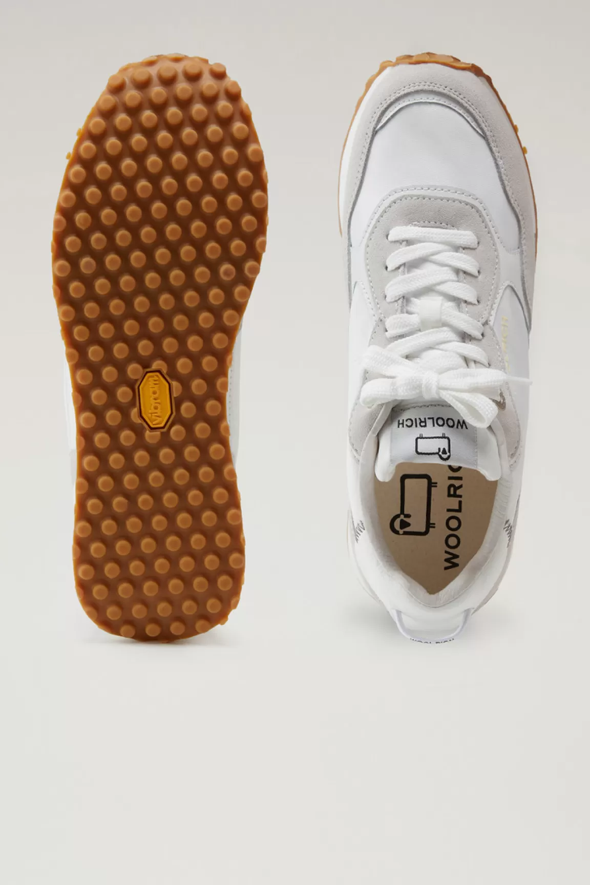 Donna Woolrich Sneakers>Sneakers Retro In Pelle Con Dettagli In Nylon