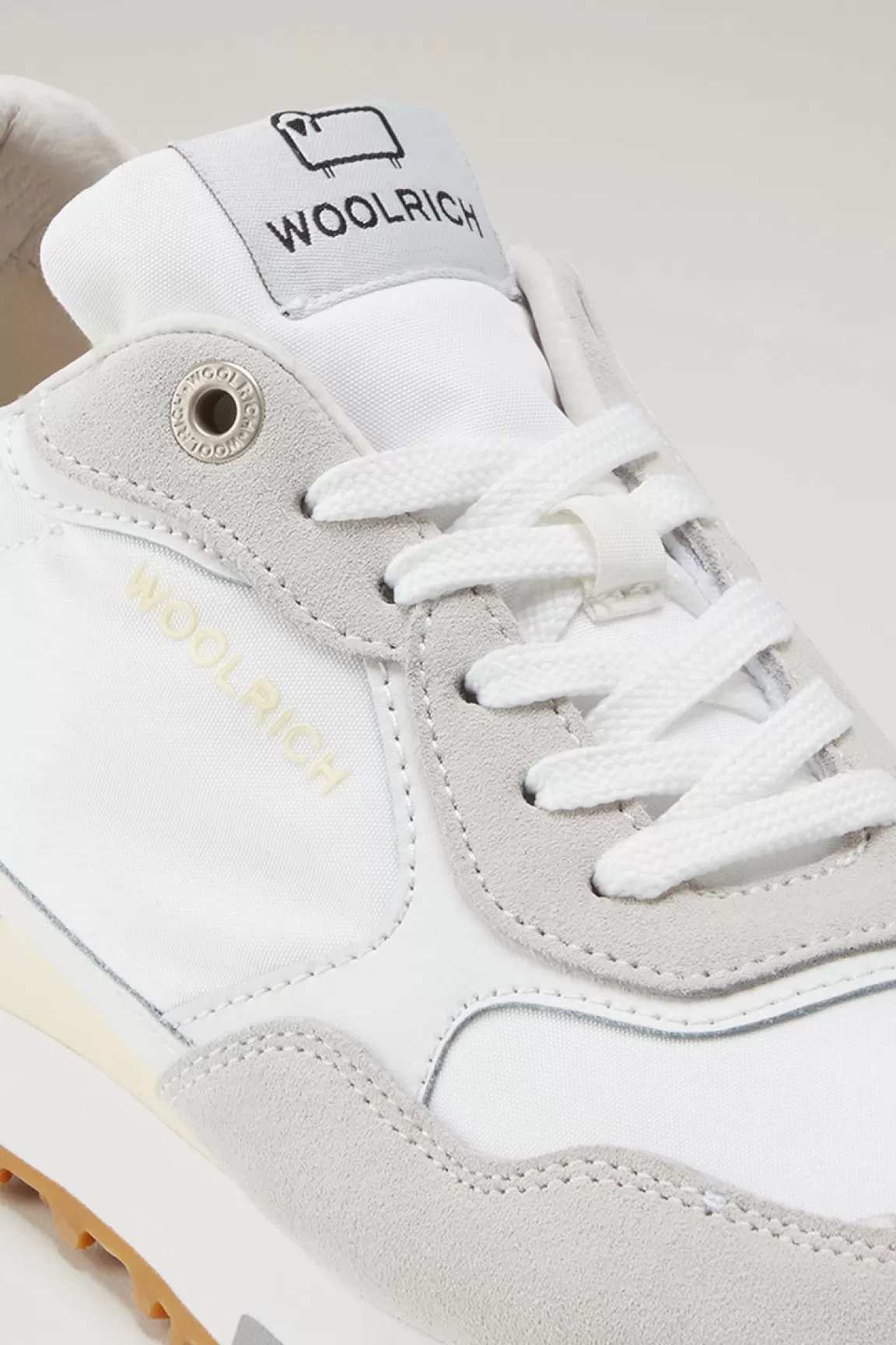Donna Woolrich Sneakers>Sneakers Retro In Pelle Con Dettagli In Nylon