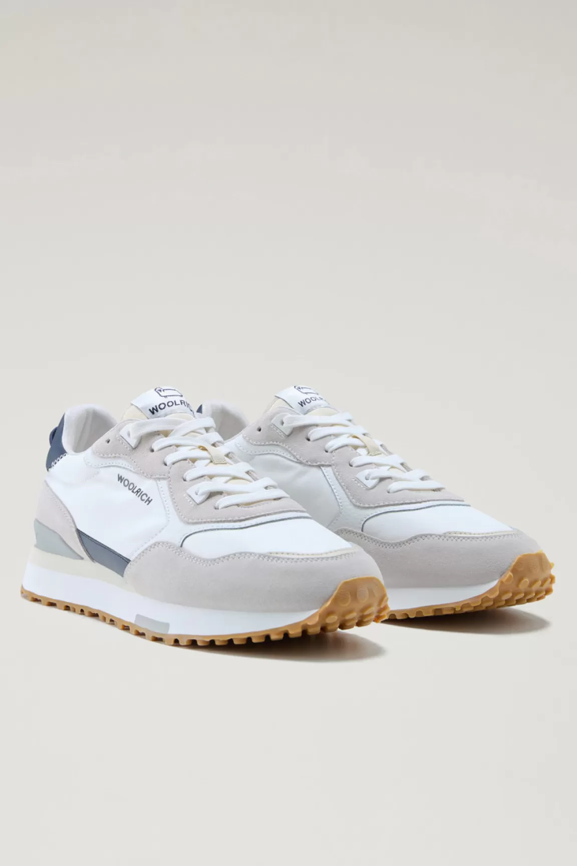 Uomo Woolrich Sneakers>Sneakers Retro In Pelle Con Dettagli In Nylon